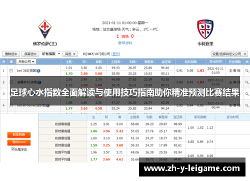 足球心水指数全面解读与使用技巧指南助你精准预测比赛结果